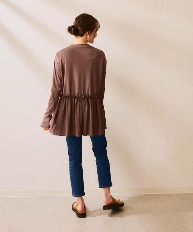 OP／FILA 【Ocean Pacific】フリル切替ラッシュガード ブラウン