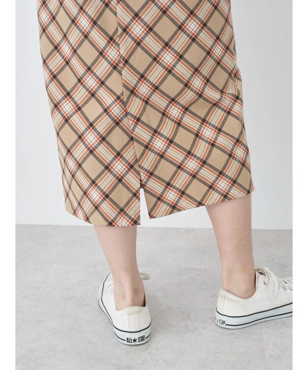 earth music&ecology チェック柄ナロースカート Beige