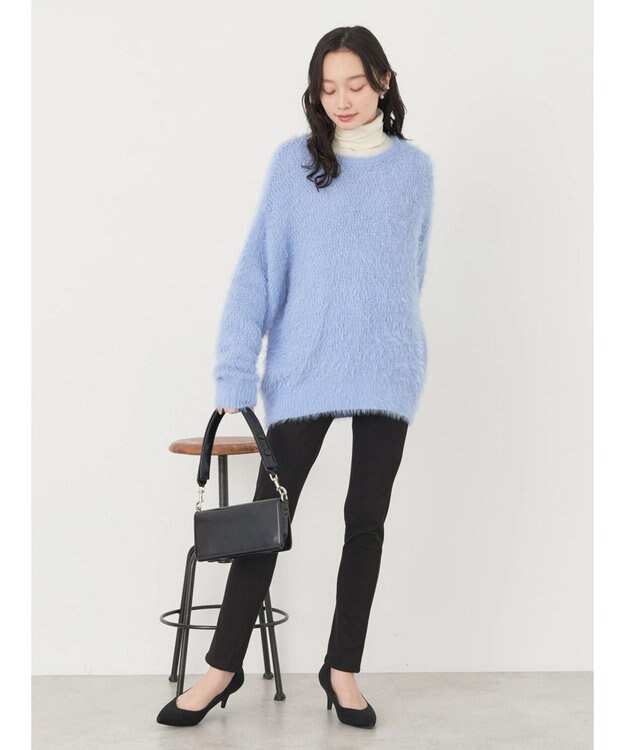 earth music&ecology ゆるモヘアライクレースニット Blue