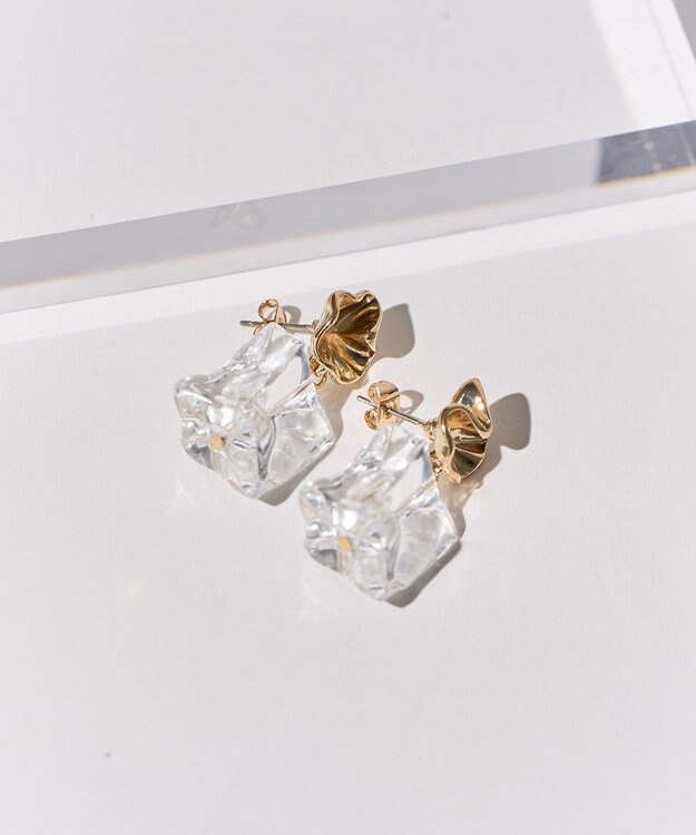 AMERICAN HOLIC クリアキューブピアス Gold