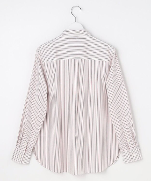 J.PRESS LADIES BEZコットンナイロン ストライプ シャツ ブラウス ホワイト×グレー系