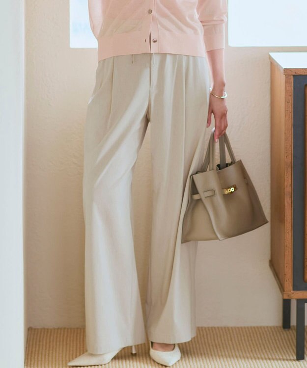 23区 【先行予約】ナチュラルスラブストレッチ ワイドパンツ ベージュ系