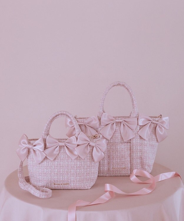 Maison de FLEUR ピンクマニアボリュームリボン2WayトートMバッグ Pink