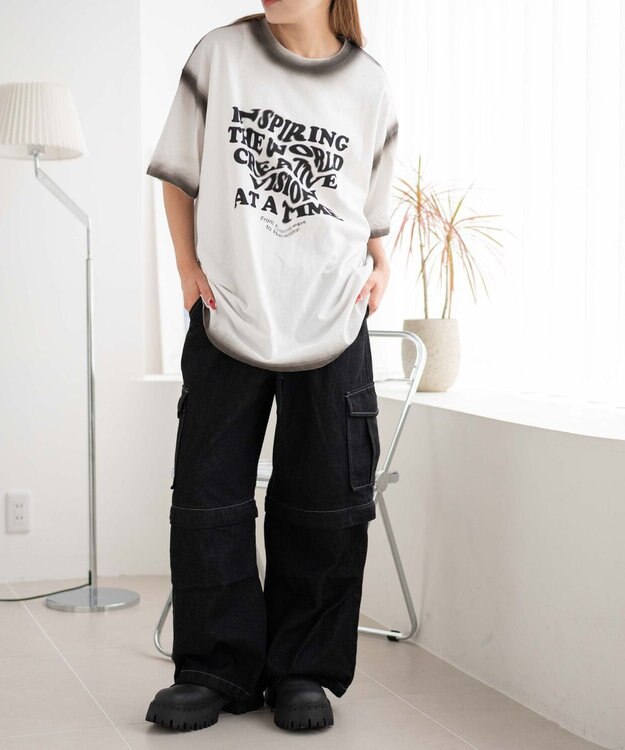 WEGO 【ウエストゴム/2WAY】2WAYデニムカーゴパンツ デニムブラックソノタ