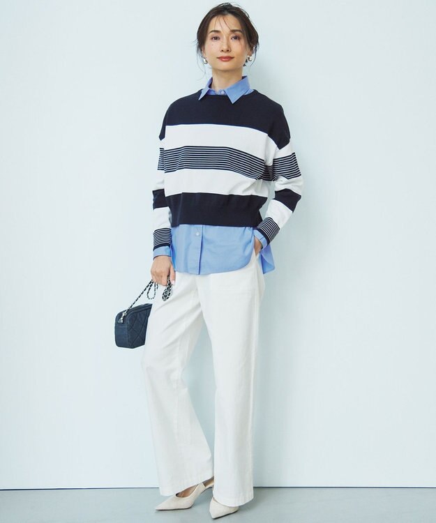 23区 【CLASSY.5月号掲載/洗える】CANCLINI ベーシック シャツ サックス系