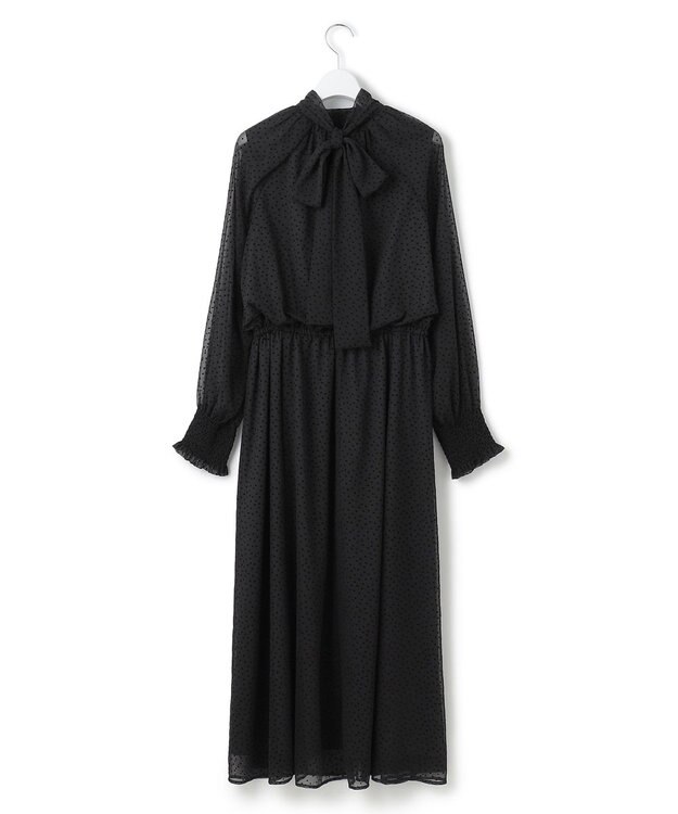 23区 【APPLAUDIR】シアードットフロッキー ボウタイリボンドレス ブラック系