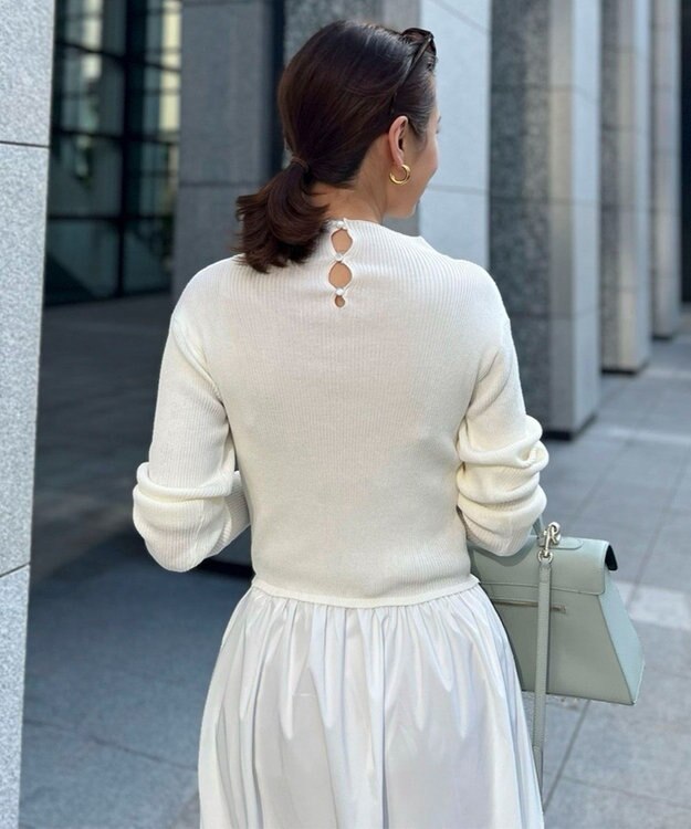 Green Parks AnriettMusee  リブニットドッキングワンピース Off White