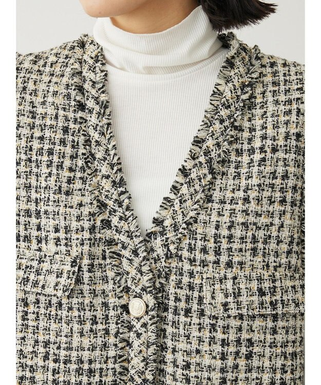 Green Parks ・ＥＬＥＮＣＡＲＥ　ＤＵＥ　ツィードノーカラーベスト Ivory