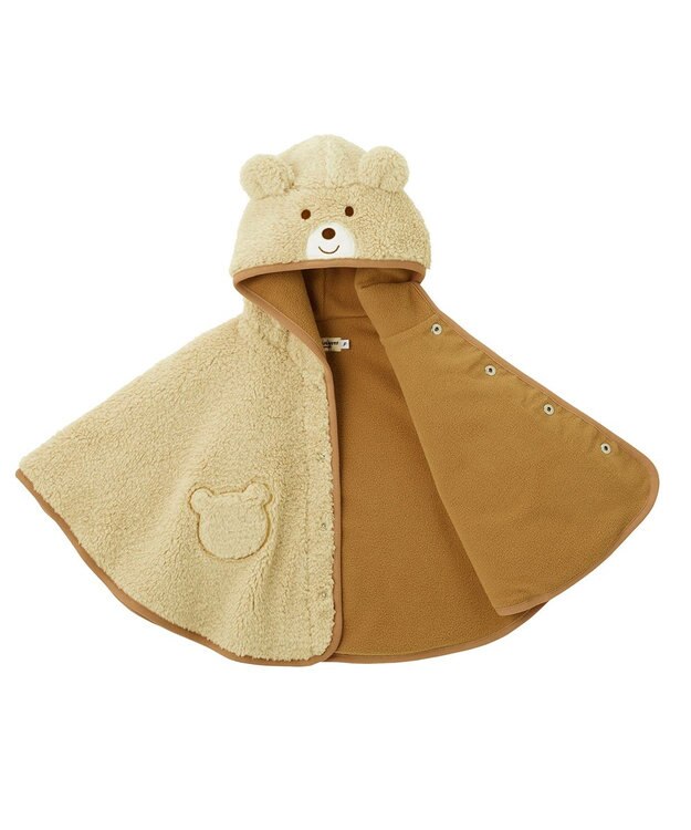 MIKI HOUSE HOT BISCUITS 【70-90cm】 もこくま顔ドン ボアマント アイボリー