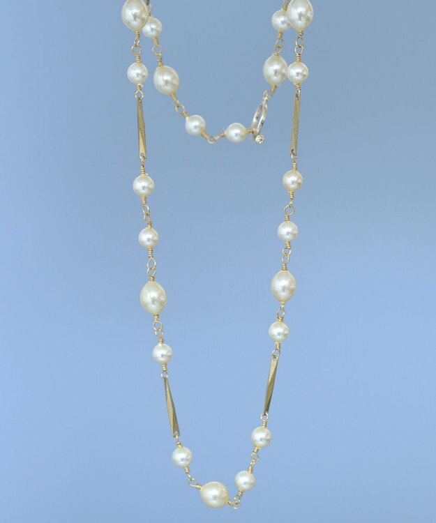 monshiro ガラスパールチェーン ショートネックレス ホワイト