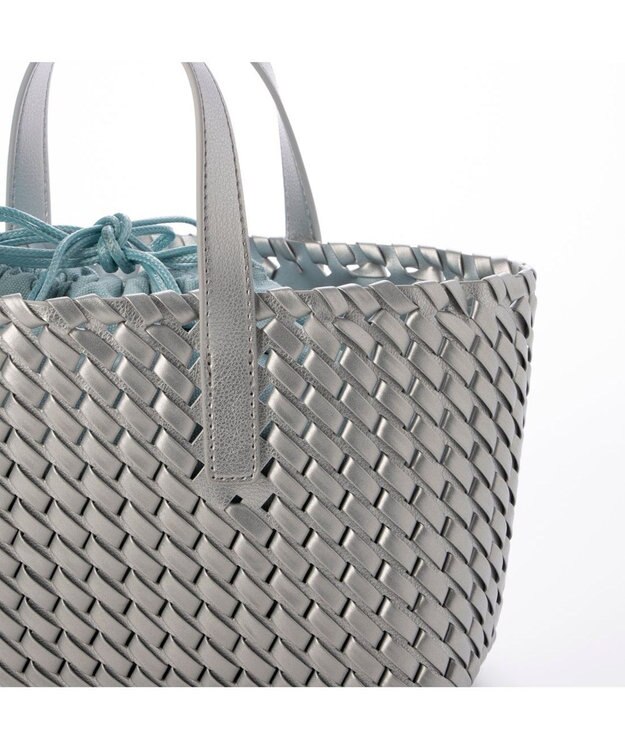 UNBILLION カシュカシュ cachecache / コードかがり横長トートバッグ シルバー