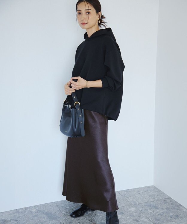 23区 【洗える】コンフォートダンボールジャージー パーカー ブラック系