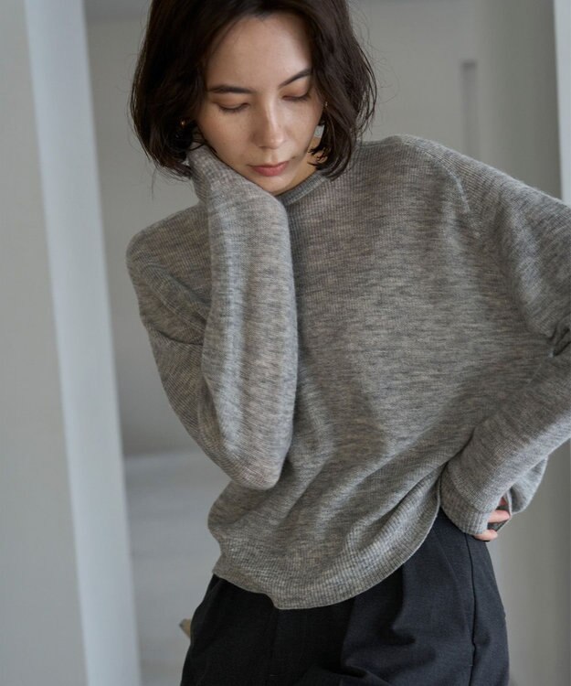 UNFILO ファインアルパカ クルーネック グレー