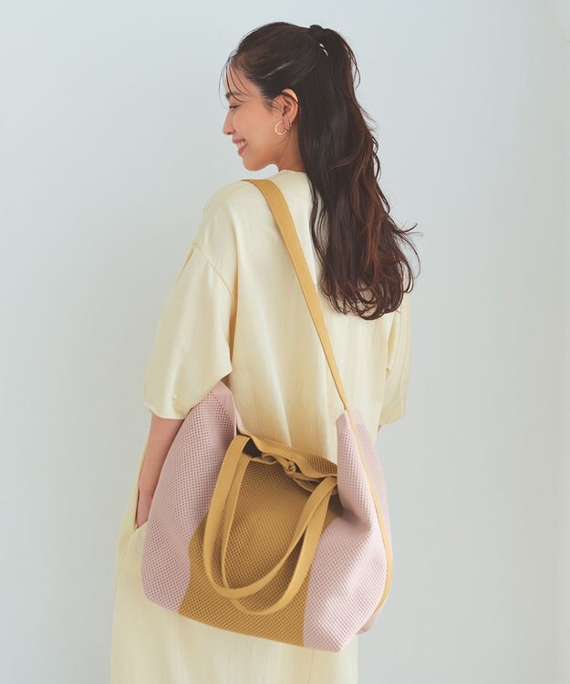 TOPKAPI 【Breath TOPKAPI】ニットジャガード 2way ビッグ トートバッグ ポーチ付き ベージュ