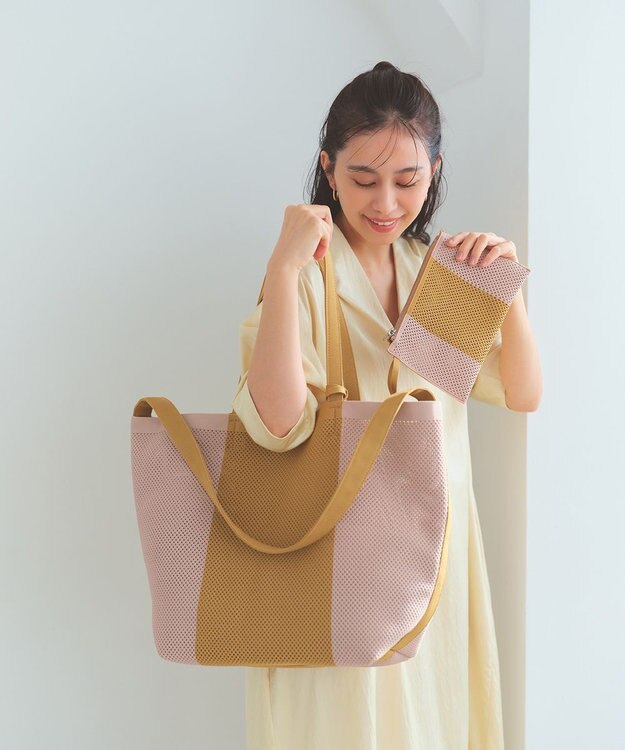 TOPKAPI 【Breath TOPKAPI】ニットジャガード 2way ビッグ トートバッグ ポーチ付き ベージュ