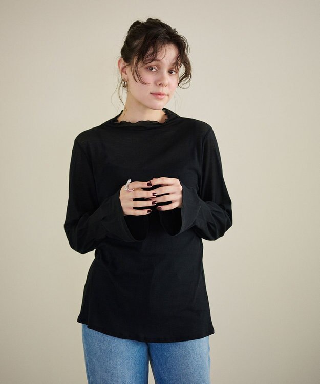 #Newans 【洗濯機可能】フレアカフスシアープルオーバー ブラック