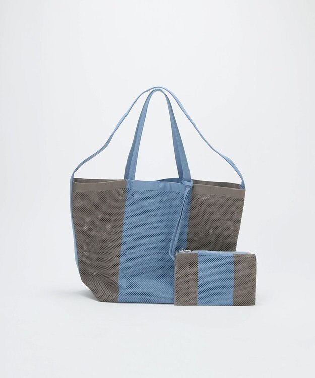 TOPKAPI 【Breath TOPKAPI】ニットジャガード 2way ビッグ トートバッグ ポーチ付き ブルーグレー