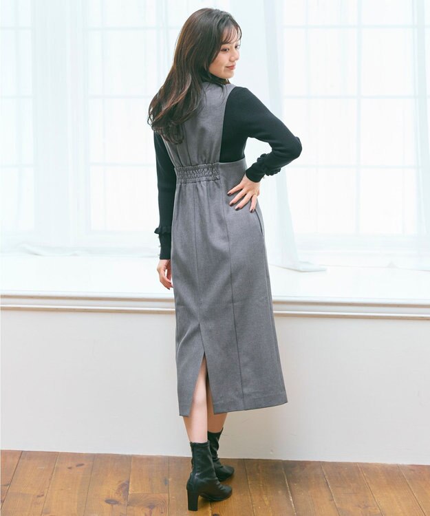 Feroux 美シルエットレース ジャンパースカート グレー系