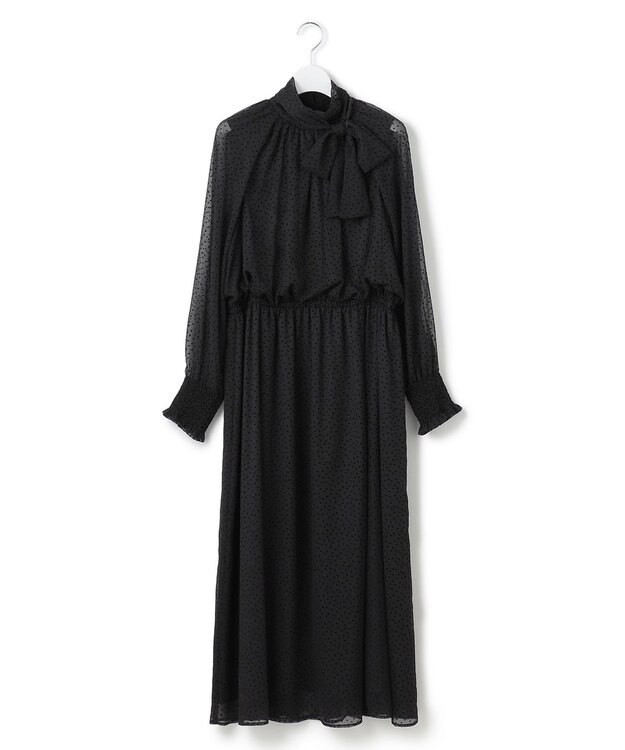 23区 【APPLAUDIR】シアードットフロッキー ボウタイリボンドレス ブラック系
