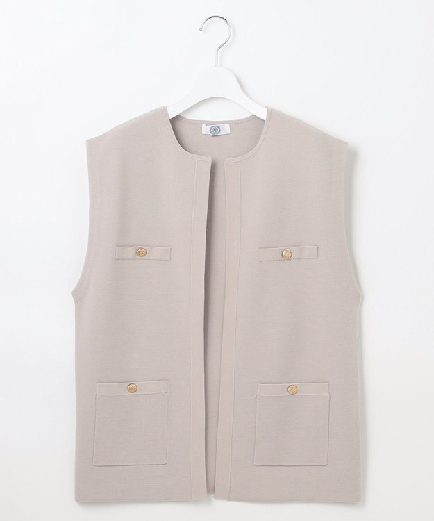 J.PRESS LADIES L 【洗える】VIS/PE ROME ニット ジレベスト グレージュ系