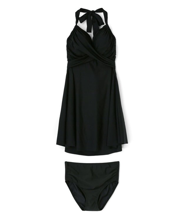 San-ai Resort（三愛水着楽園） ワコール定番商品カップ使用、GHIカップの大きなお胸に対応【グラマラスフィット】クロスワイヤーAライン水着　11EF-ML・13GHI-L LL ブラック