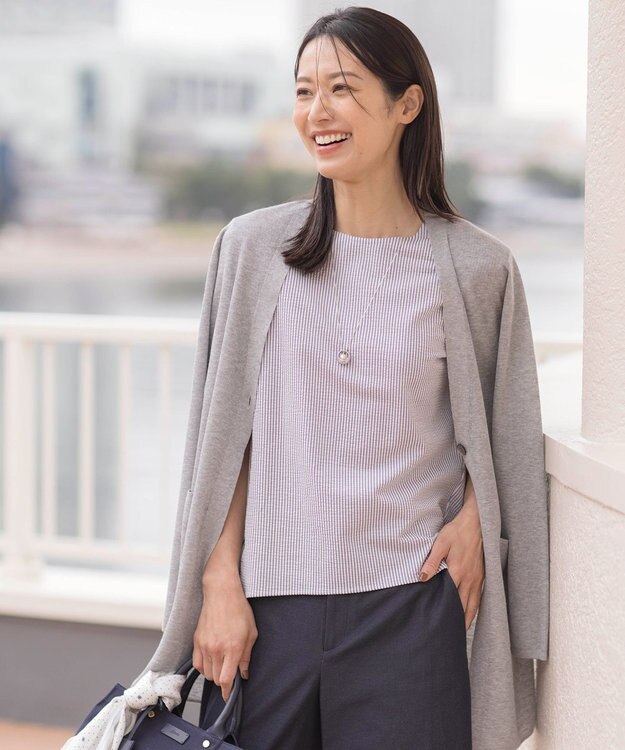J.PRESS LADIES L 【洗える】Vis/Peスパーク ミディ丈 カーディガン ライトグレー系