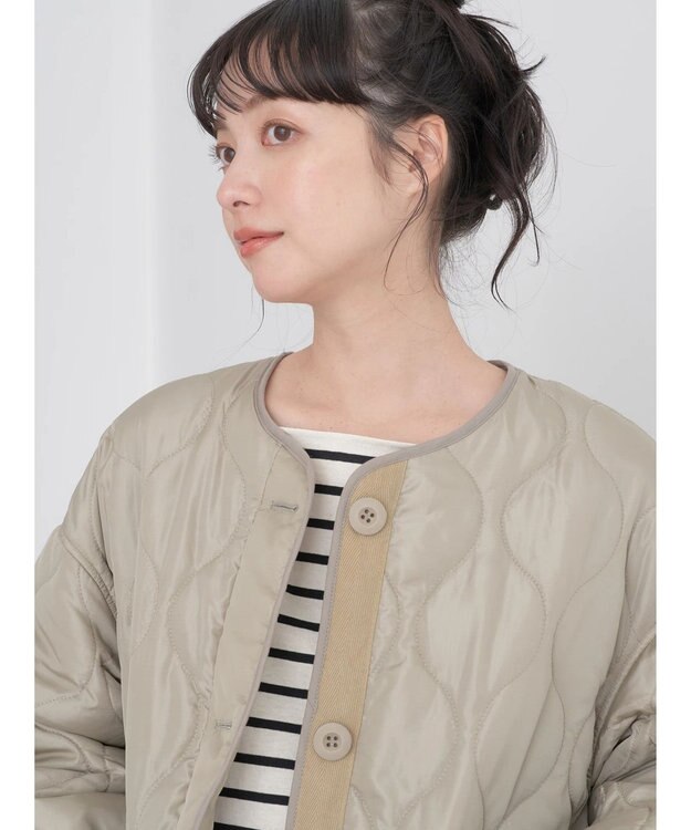 earth music&ecology キルティングハーフブルゾン Khaki