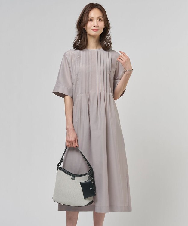 J.PRESS LADIES L エアリースパンボイル ワンピース グレージュ系