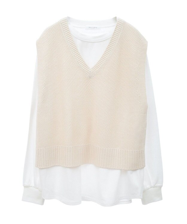 Green Parks ＳＥＴ２点　ニットベスト＋ロンＴＥＥ Gray Mixture