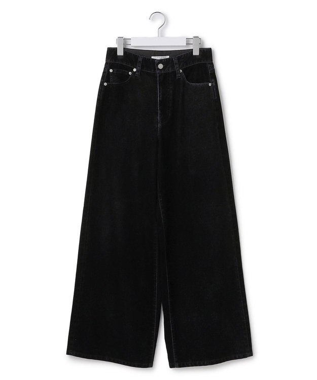 23区 【SLOW/一部店舗限定】フロッキーデニム ワイドパンツ ブラック系