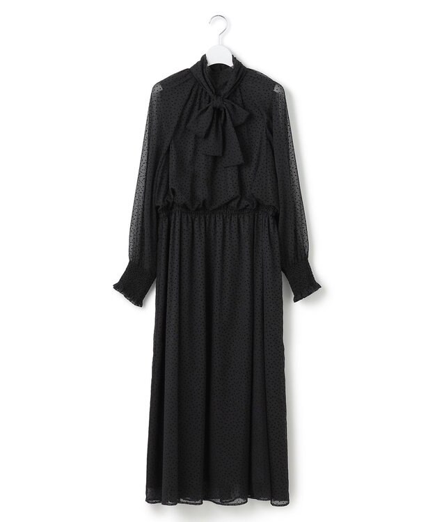 23区 【APPLAUDIR】シアードットフロッキー ボウタイリボンドレス ブラック系