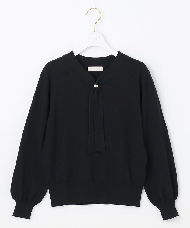 ANY SIS 【洗える】ボウタイ ニット ブラック