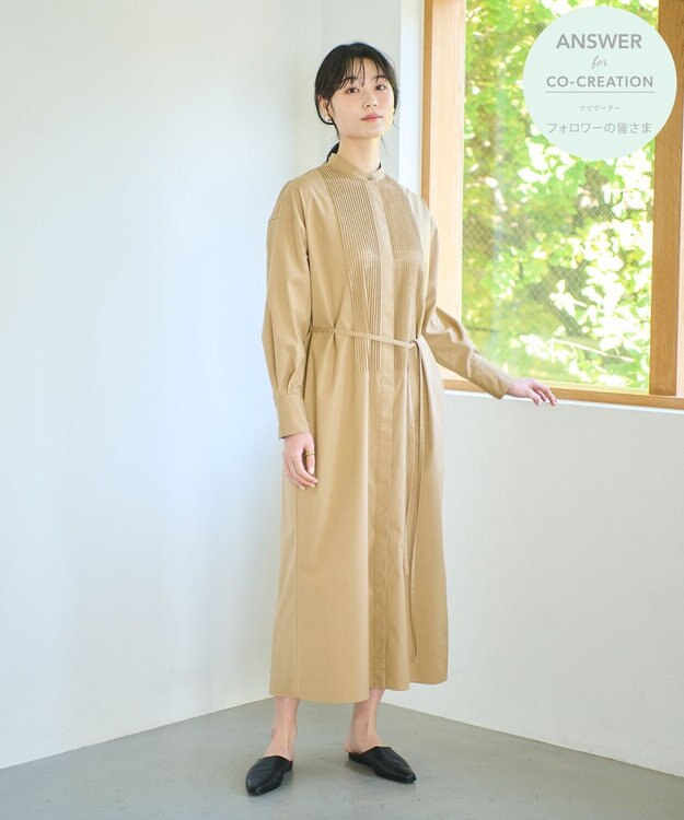 #Newans 【ANSWER for Co-Creation】ピンタックデザインワンピース キャメル系