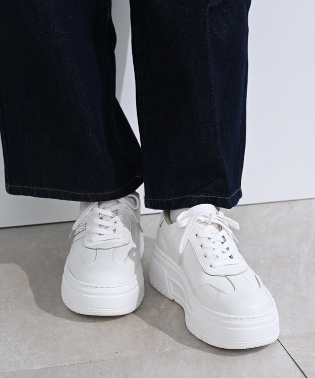 Pointer 日本製 本革ボリューム厚底スニーカー オフホワイト