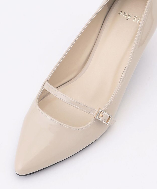 ANY SIS 【23.0~24.0cm】ミニストーンバックル パンプス ベージュエナメル