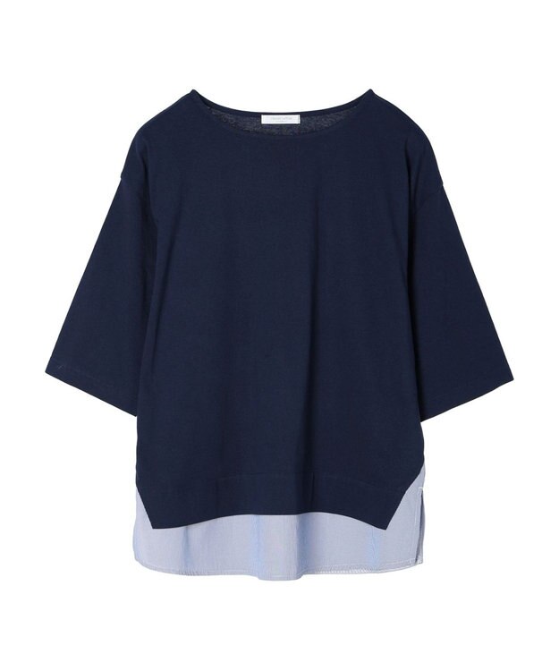 Green Parks 裾ドッキングレイヤー風７分袖プルオーバー Navy