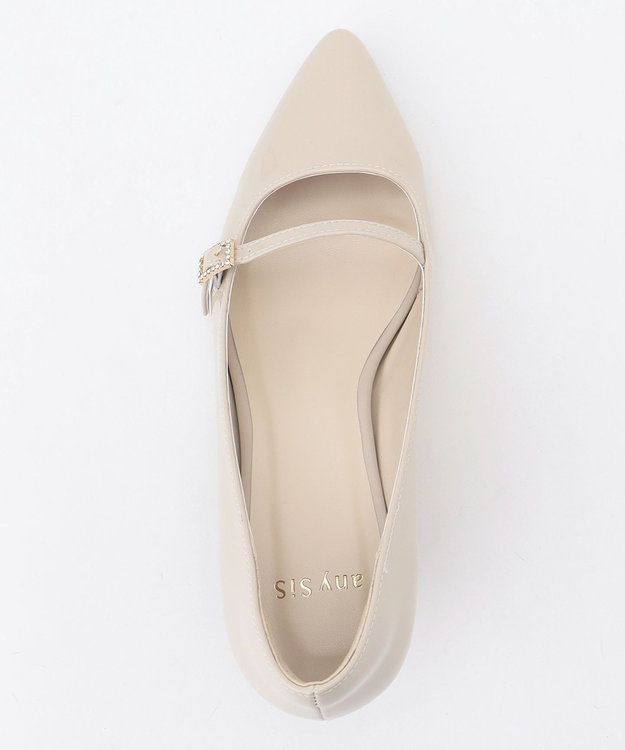 ANY SIS 【23.0~24.0cm】ミニストーンバックル パンプス ベージュエナメル