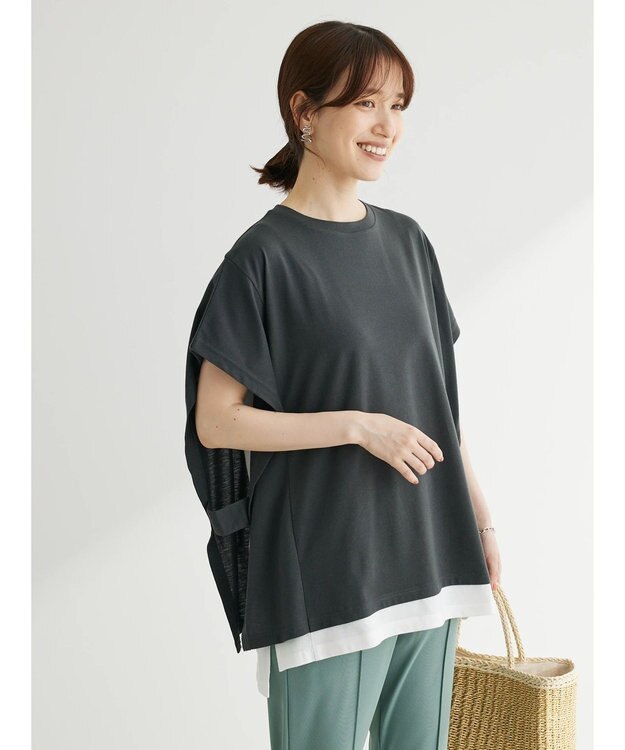 Green Parks ポンチョ風レイヤードチュニック Gray