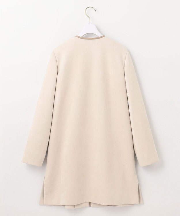 ANY SIS L 【洗える】スエードライクトリミング コート アイボリーベージュ