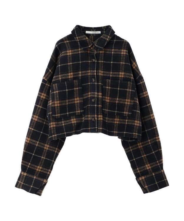 Green Parks ・ＥＬＥＮＣＡＲＥ　ＤＵＥ　シャギーチェックショートシャツ Navy