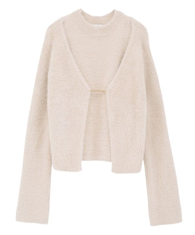 earth music&ecology SET2点チャーム付きシャギーニット＋インナー Pink Beige