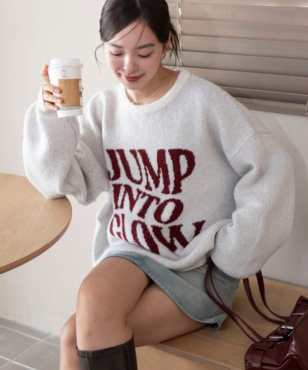 WEGO 【2025年秋冬新作】フラッフィーグラフィックニットBIGプルオーバー 柄1