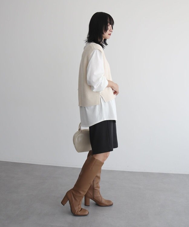 Green Parks ＳＥＴ２点　ニットベスト＋ロンＴＥＥ Gray Mixture