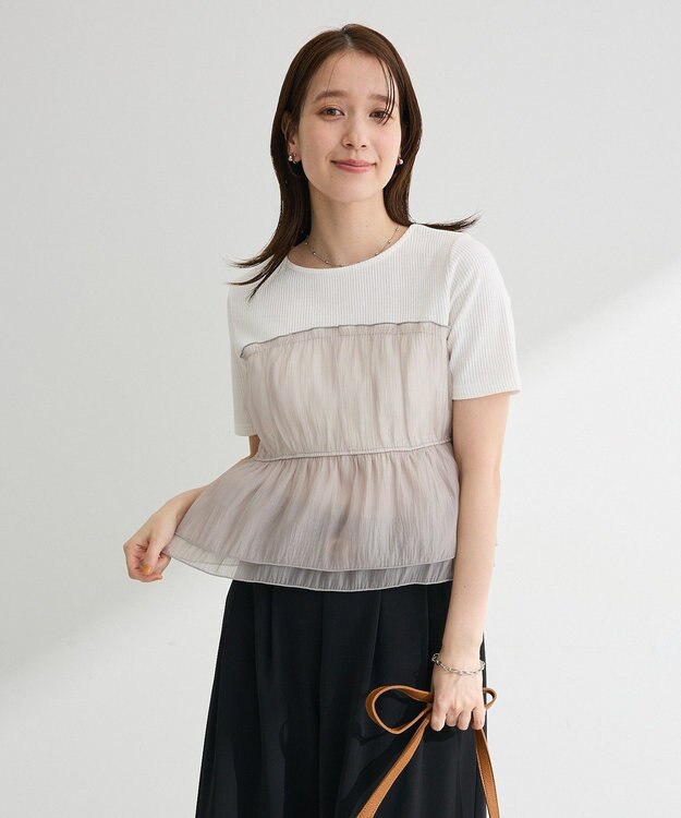 Green Parks オーガンジービスチェドッキング半袖プルオーハ Gray