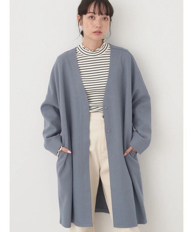 earth music&ecology 圧縮風ポンチコーディガン Sax