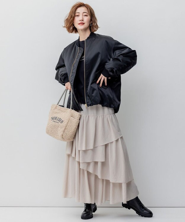 23区 L ヴィンテージナイロンツイル MA-1 ブルゾン ブラック系