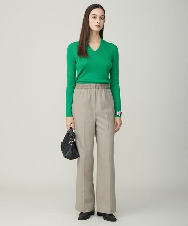 ICB ウォッシャブルライトウール ストレートパンツ クレイカーキ