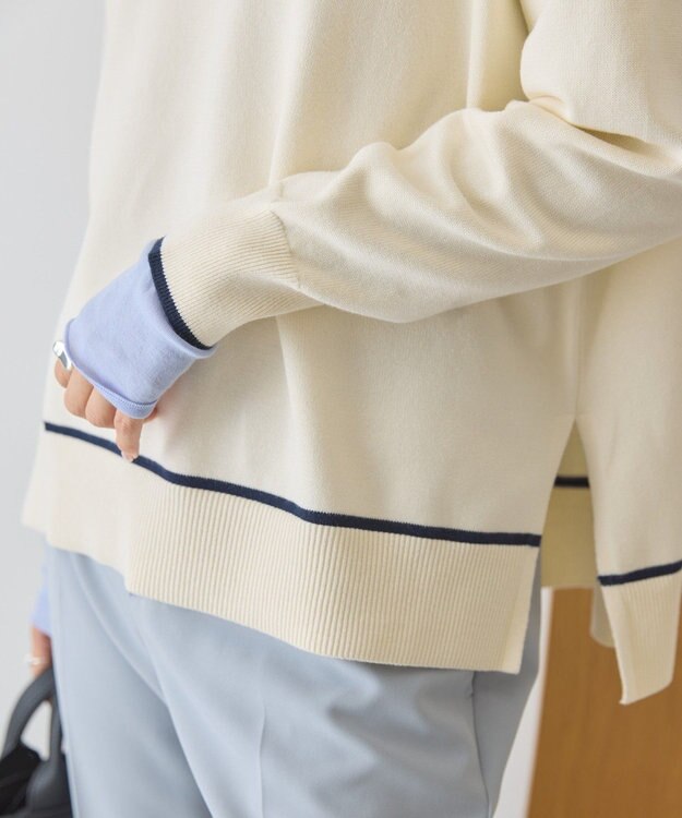 AMERICAN HOLIC バイカラークルーネックニットプルオーバー Ivory