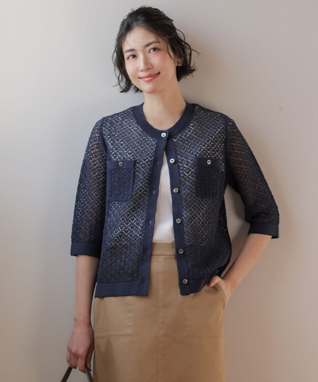 J.PRESS LADIES LINEN COTTON BLEND ニット カーディガン