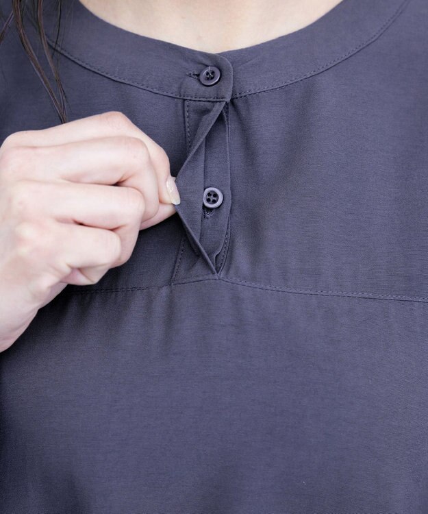 Tiaclasse L 【洗える】レイヤードヘムシャツチュニックブラウス ラベンダーブルー